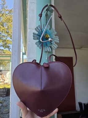 Alaia Burgundy Heart-Shaped Mini Crossbody Bag